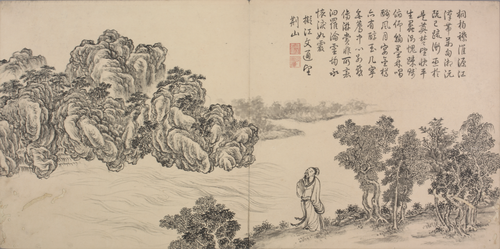 董邦达画弘历和江文通诗意图册, , Dong Bangda