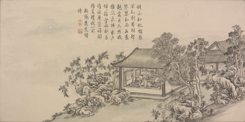 董邦达画弘历和江文通诗意图册, , Dong Bangda
