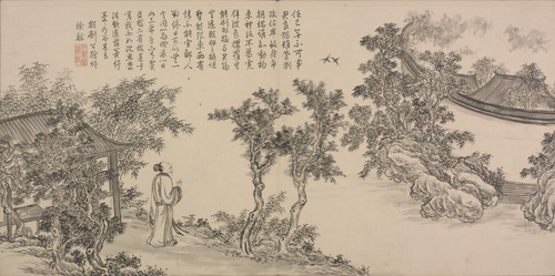 董邦达画弘历和江文通诗意图册, , Dong Bangda