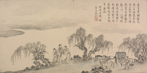 董邦达画弘历和江文通诗意图册, , Dong Bangda