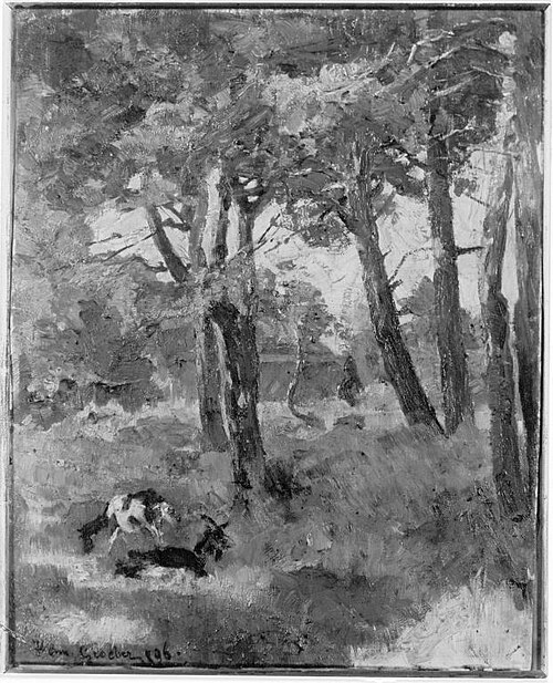 Wald mit zwei Ziegen, 1896, Hermann Groeber