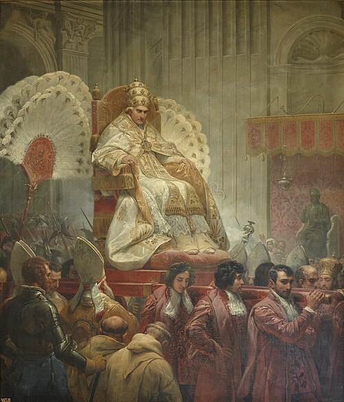 Pie VIII porté dans la basilique de Saint-Pierre à Rome, 1829, Horace Vernet