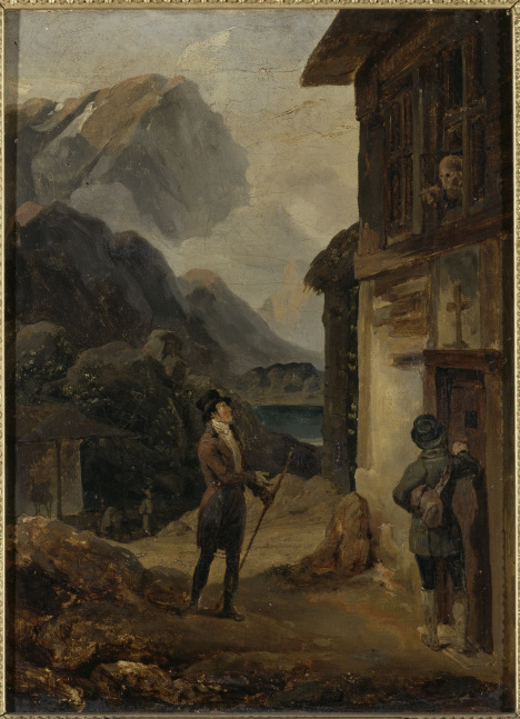 Le duc d'Orléans demandant l'hospitalité aux religieux de l'hospice du mont Saint-Gothard le 27 août, 1818, Horace Vernet