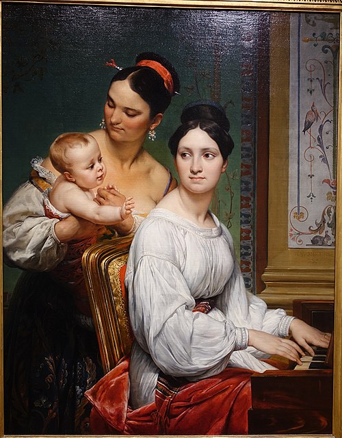 Portrait of the Marchesa Cunegonda Misciattelli with Her Infant Son and His Nurse, 1830, Horace Vernet