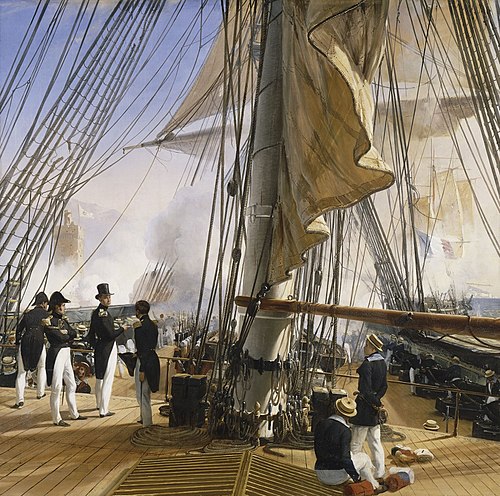 La flotte française force l'entrée du Tage. 11 juillet 1831., 1840, Horace Vernet