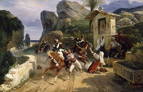 Un combat entre des dragons du pape et des brigands, 1831, Horace Vernet