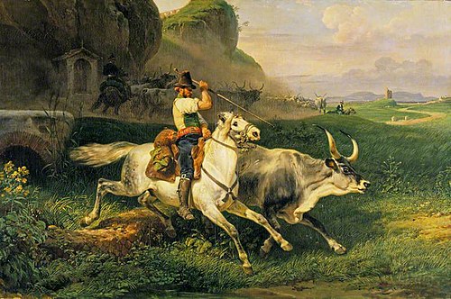 A Roman Herdsman Driving Cattle, 1829, Horace Vernet
