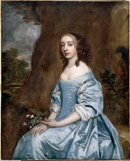 Portrait of a Lady in Blue holding a Flower, 1660, Peter Lely