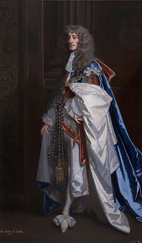 King James II (1633–1701) as Duke of York, in his Garter Robes, 1674, Peter Lely