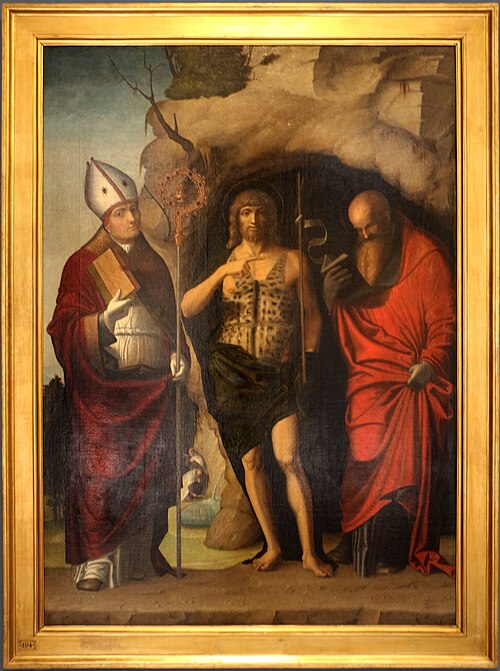 battista tra i ss. agostino e forse elia, 1514, Antonio da Pavia