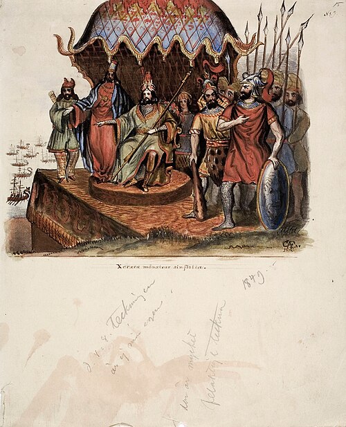 Kserkses katsastaa laivastoaan, 1849, Anders Ekman