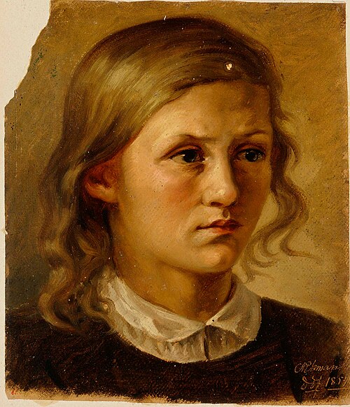 Tytön pää, 1854, Anders Ekman
