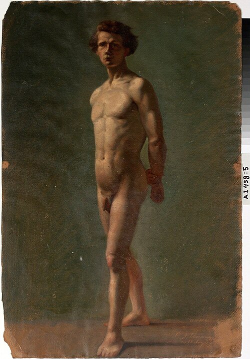 Naken man, studie, 1854, Anders Ekman