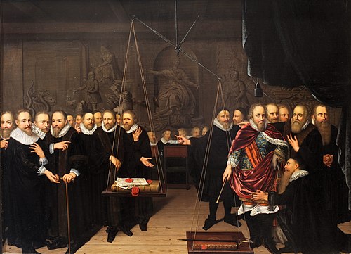 Allégorie sur les disputes entre remontrants et contreremontrants en 1618, 1721, Abraham van der Eyk