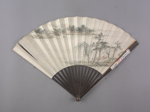 钱维城画山水王际华书晓晴泛舟西湖作诗成扇, , Qian Weicheng