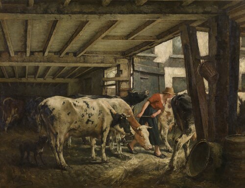 Leaving the barn, 1886, Jan Stobbaerts