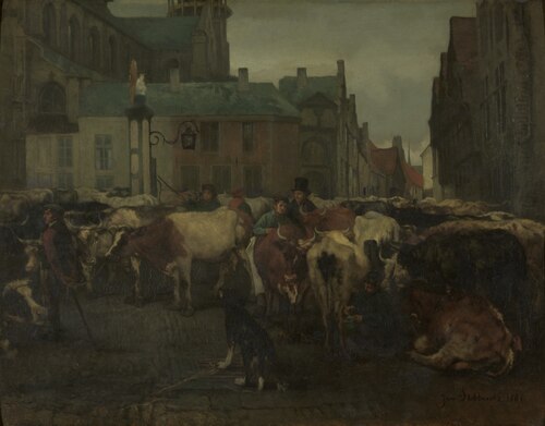 The Cattle Market in Antwerp, 1861, Jan Stobbaerts