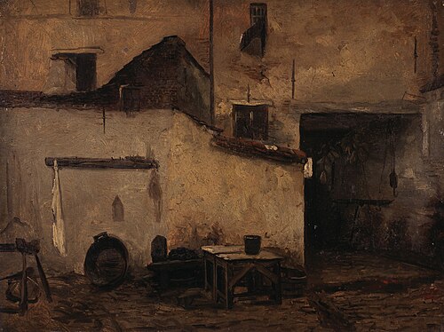 Cour intérieure d'une boucherie, , Jan Stobbaerts