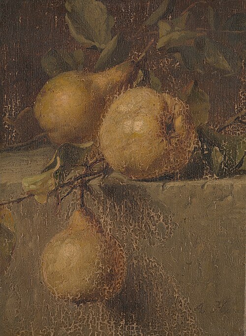 Pears on a stone ledge, 1861, Adriana Johanna van Haanen