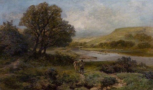 Landscape with a River and Two Fishermen, , James Peel