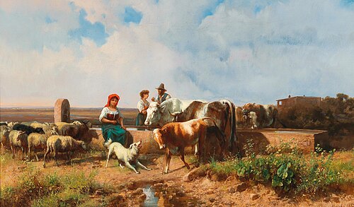 At the watering place, 1884, András Markó