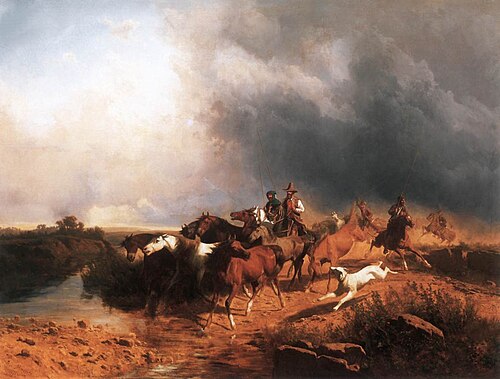 Italian Landscape with Galloping Horses, 1871, András Markó