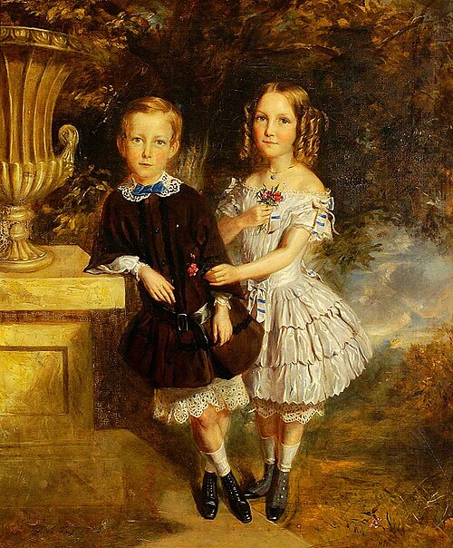 Boy and Girl in Landscape, 1856, Augustus Henry Fox