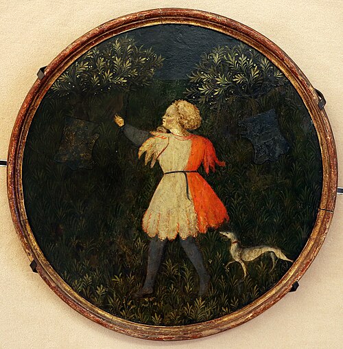 Jeune chasseur au faucon, 1425, Maître du Jugement de Pâris du Bargello