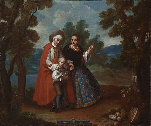 VII. De español y morisca, albino, 1760, Juan Patricio Morlete Ruiz