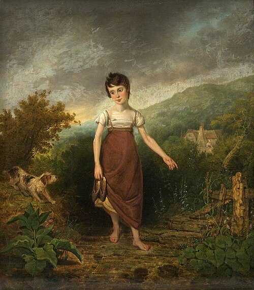 A Girl Crossing a Stream, , Samuel Colman