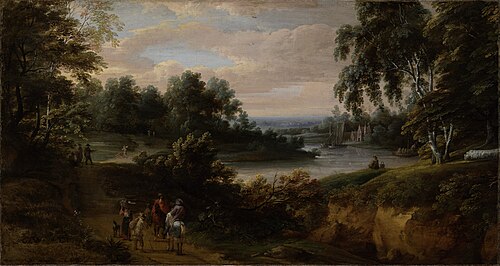 Landscape with a River and Horsemen, 1686, Jacques d'Arthois