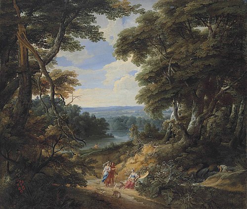 Landscape with a castle and figures, 1650, Jacques d'Arthois