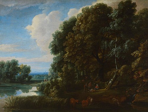 Landscape: Woodland with Lake and Figures, , Jacques d'Arthois