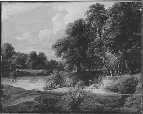 Landschaft mit Bäumen und Gewässer, 1649, Jacques d'Arthois