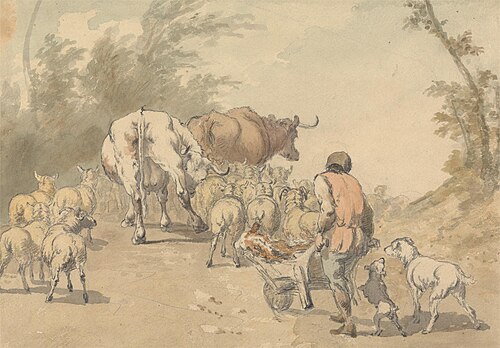 Drove of Sheep and Cows, , Robert Hills