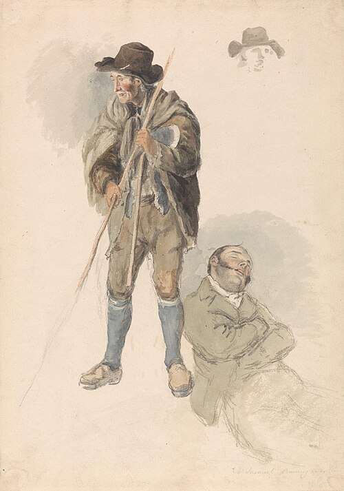 Figure Studies: A Farm Worker, Mr. Samuel, the Drawing Master Reclining and Dozing, and a Slight Ske, , Robert Hills