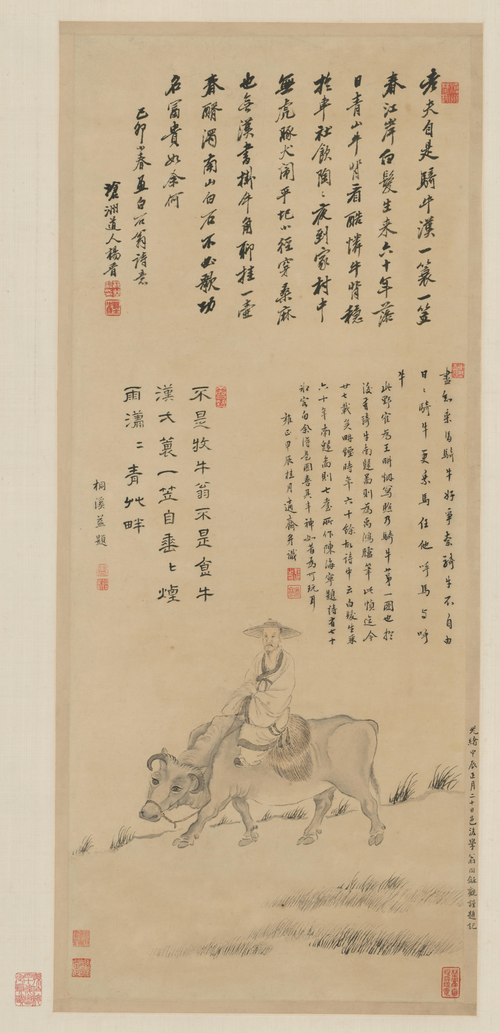 杨晋画石谷骑牛像轴, , Yang Jin