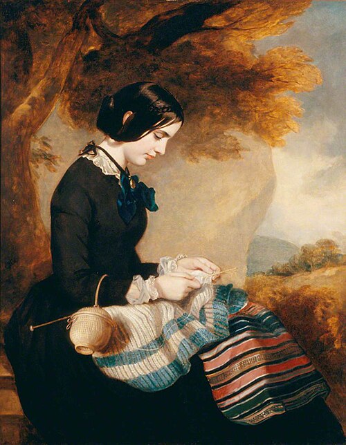Mary Isabella Grant (d.1854), Knitting a Shawl, 1850, Francis Grant