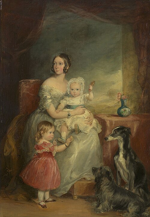 Queen Victoria with Victoria, Princess Royal, and Albert Edward, Prince of Wales, 1842, Francis Grant