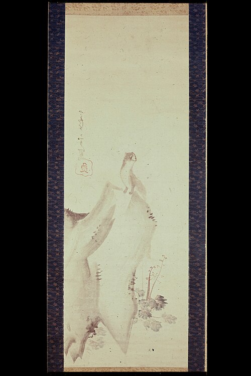 Weasel on Rock, 1778, Nagasawa Rosetsu