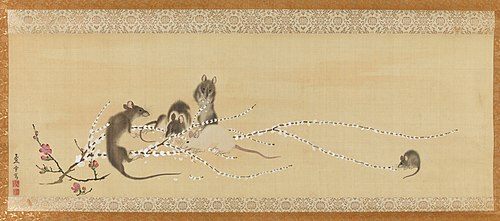 Mice on Rice-cake Flowers, , Nagasawa Rosetsu