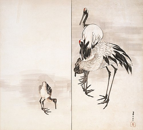 Family of Cranes [right of a pair], 1787, Nagasawa Rosetsu