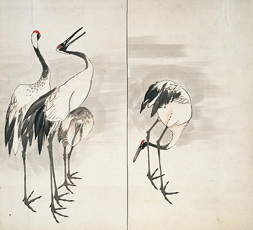 Family of Cranes [left of a pair], 1787, Nagasawa Rosetsu