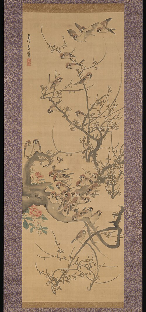 Sparrows in a Plum Tree, 1791, Nagasawa Rosetsu