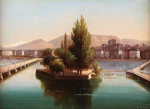 Blick auf den Genfer See, 1904, Hubert Sattler