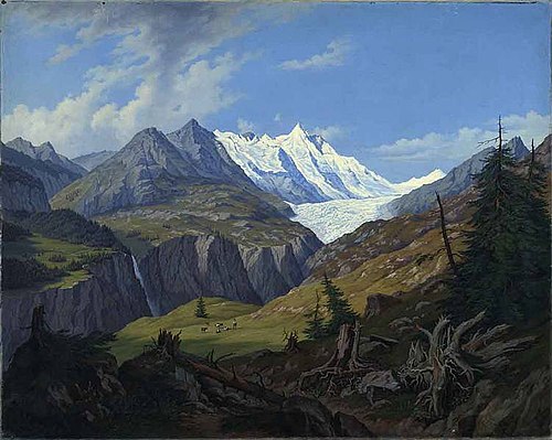 Der 12018 Fuß hohe Großglockner mit dem Pasterzengletscher, 1867, Hubert Sattler
