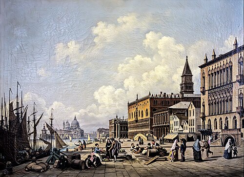 Vue de la Riva degli Schiavoni vers le Palais Ducale, 1745, Hubert Sattler
