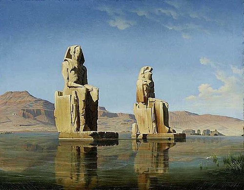 Les Colosses de Memnon en Égypte, 1846, Hubert Sattler