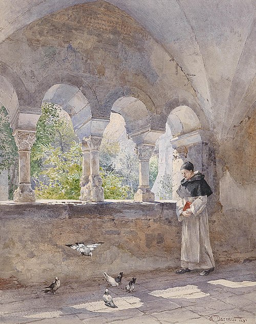 Cloister in Cistercian Millstadt Abbey, 1891, Hugo Darnaut