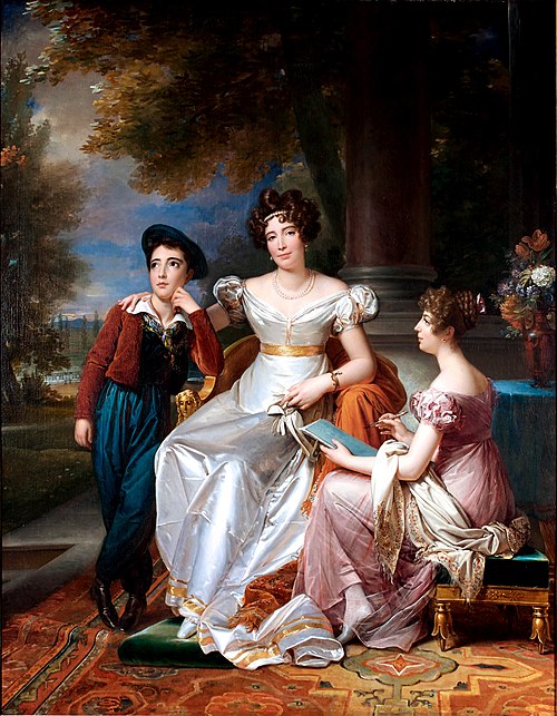 Portrait de la comtesse du Cayla avec ses enfants Ugoline et Ugolin sur la terrasse du château de Sa, 1820, François Gérard
